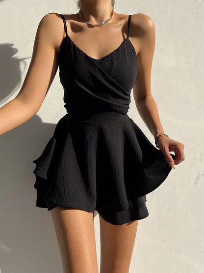 Summer Women's Solid Color Backless Fitted Dress